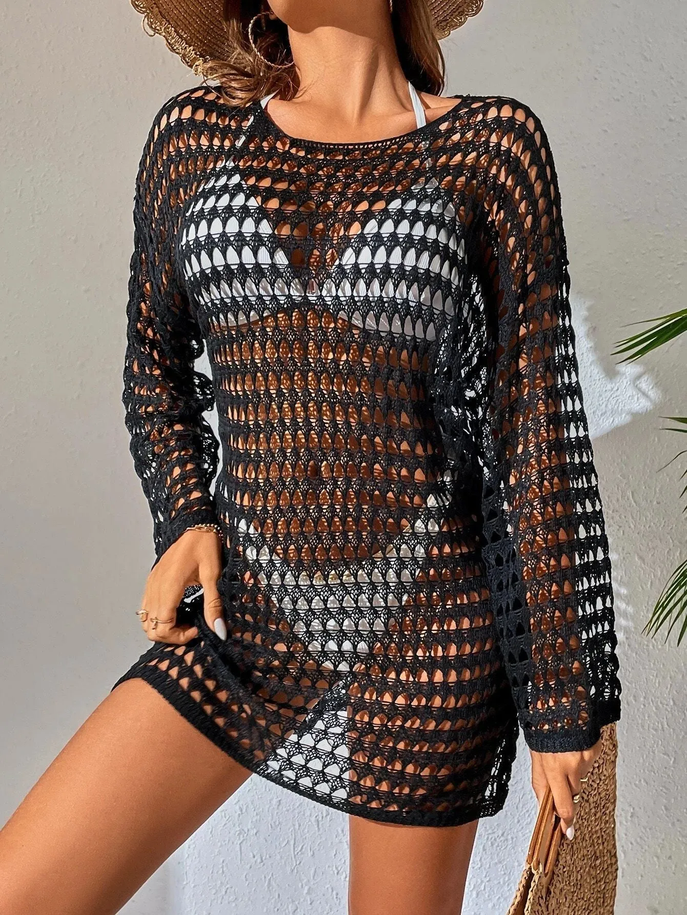 Bikini Cover-up Mesh Hollow Knitted dress