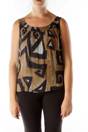 Black Brown Silk Tank Top