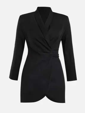 Black Drapped Blazer Dress