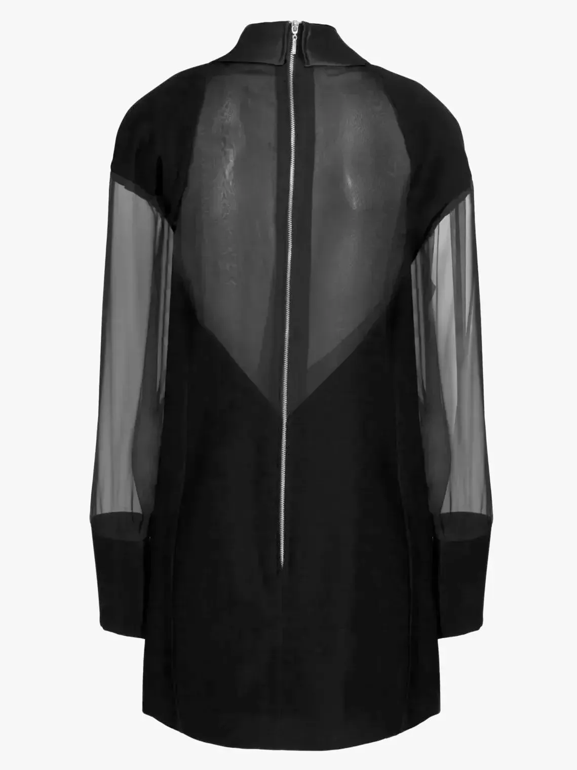 Black Sheer-Paneled Oversize Blazer Dress