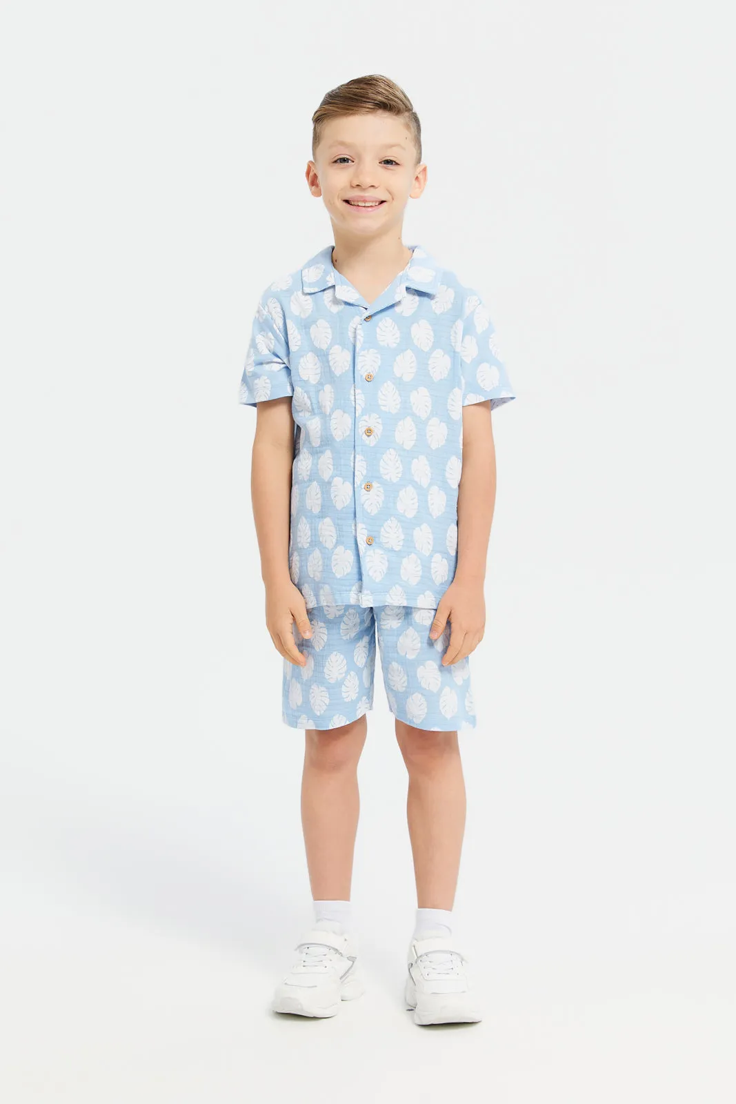 Boys Blue Printed Shirts