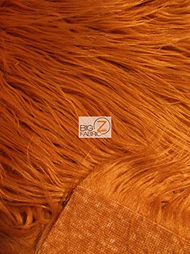 Camel Solid Mongolian Long Pile Faux Fur Fabric / Sold By The Yard