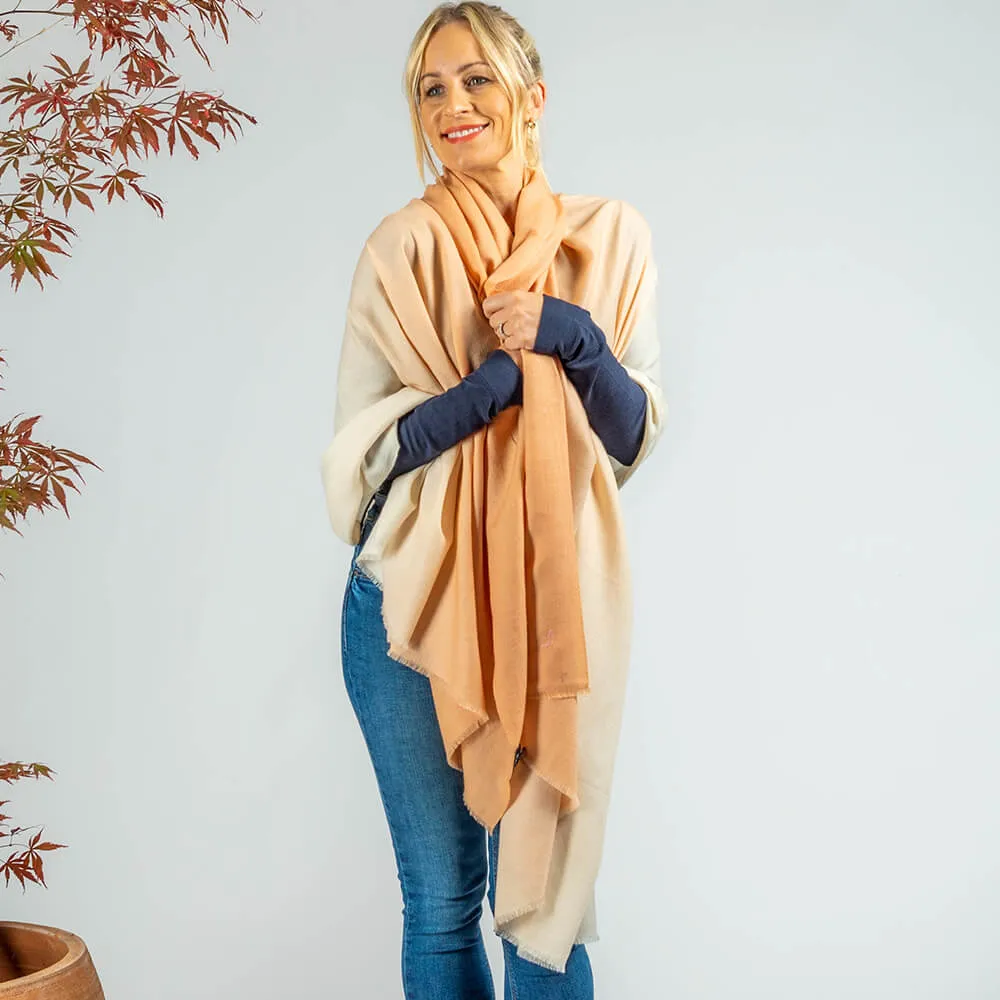 Caramel to Cream Pashmina Cashmere Ring Shawl