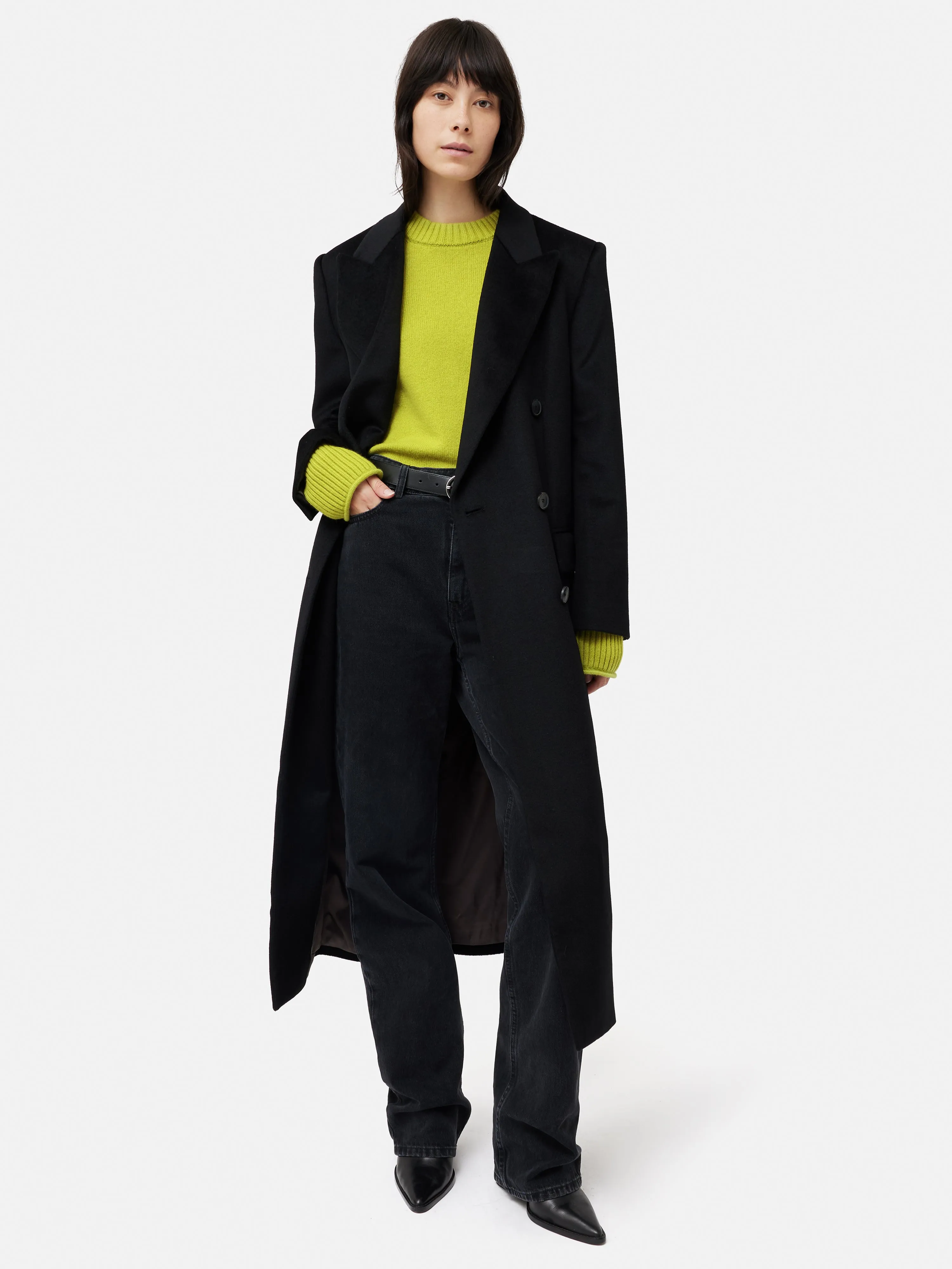 Compact Wool Cashmere Blend Jumper | Lime