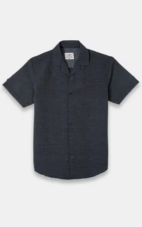 CUBAN COLLARED SHIRT CHARCOAL GREY