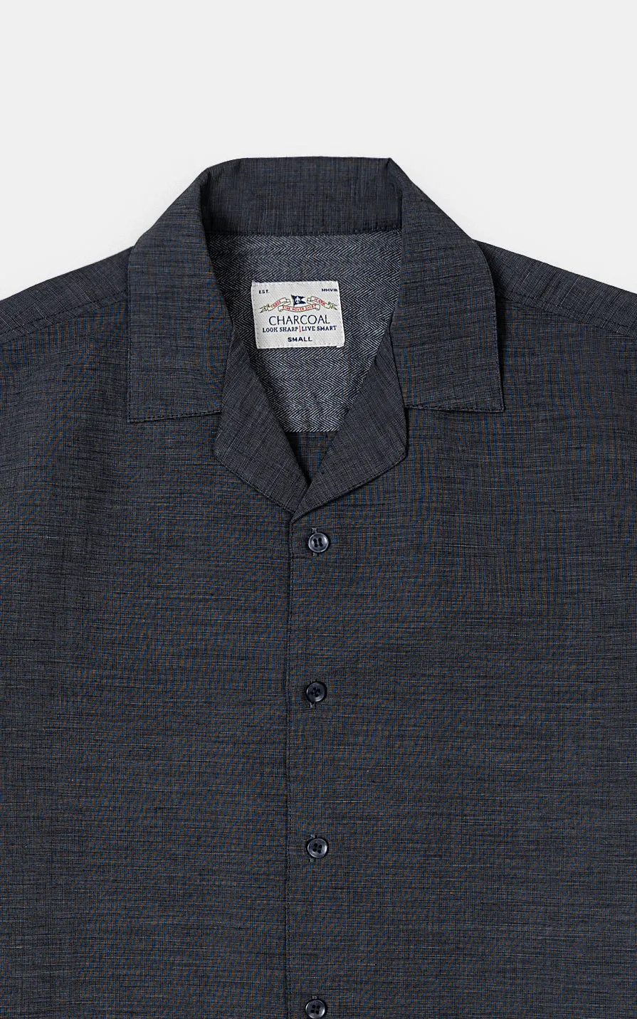 CUBAN COLLARED SHIRT CHARCOAL GREY