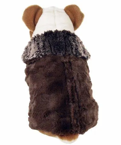 Dog Coat, Reversible - Luxury Faux Fur in Chinchilla Brown with Cuddly Faux Fur - Sold Out!