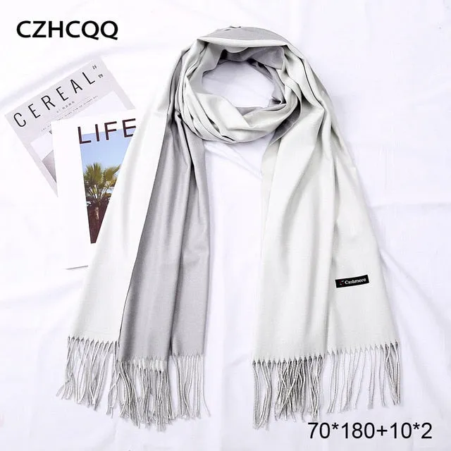 Double Sided Winter Women Cashmere Scarf Shawls And Wraps Female