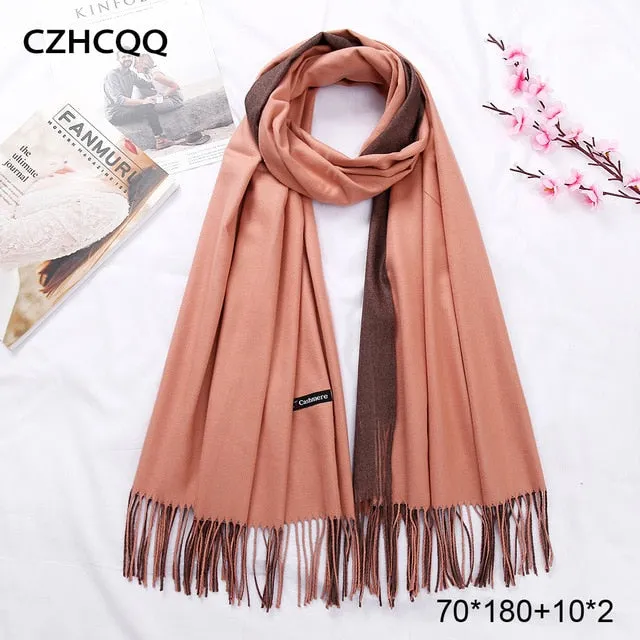 Double Sided Winter Women Cashmere Scarf Shawls And Wraps Female