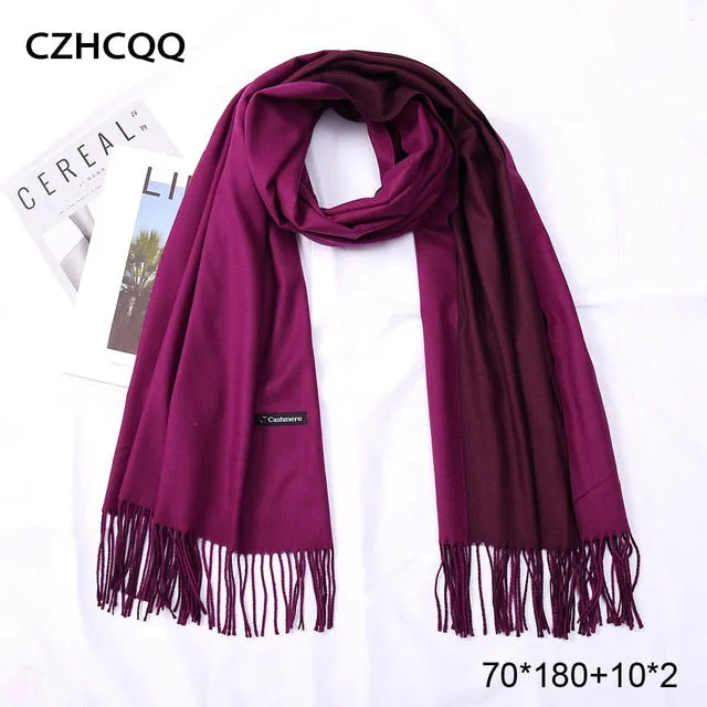 Double Sided Winter Women Cashmere Scarf Shawls And Wraps Female