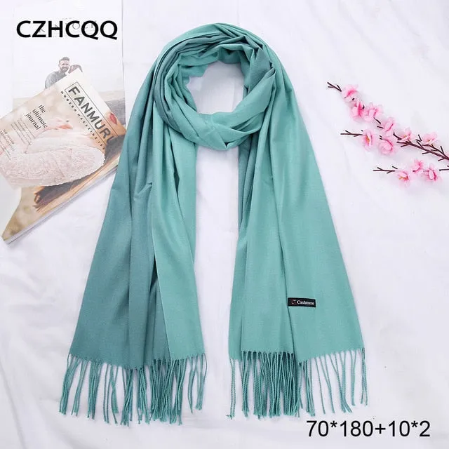 Double Sided Winter Women Cashmere Scarf Shawls And Wraps Female