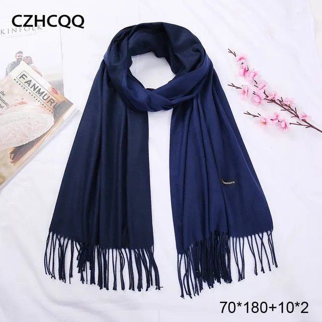 Double Sided Winter Women Cashmere Scarf Shawls And Wraps Female