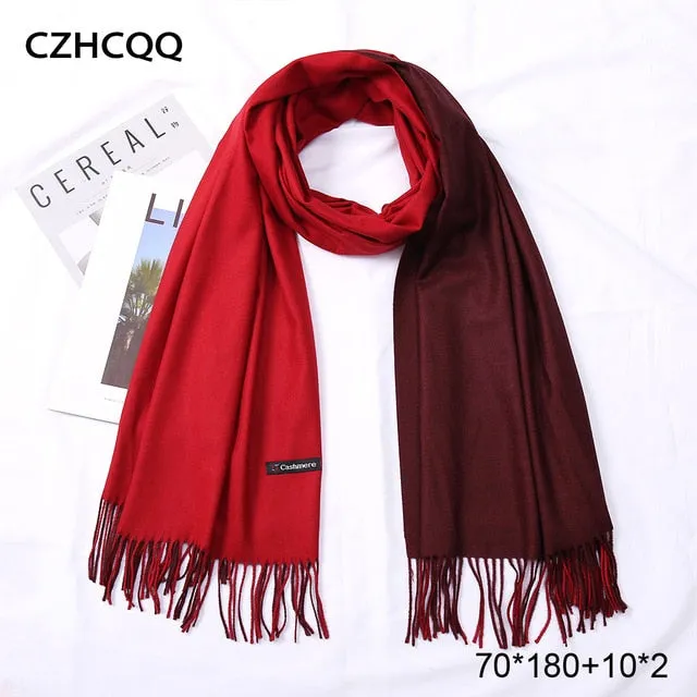 Double Sided Winter Women Cashmere Scarf Shawls And Wraps Female