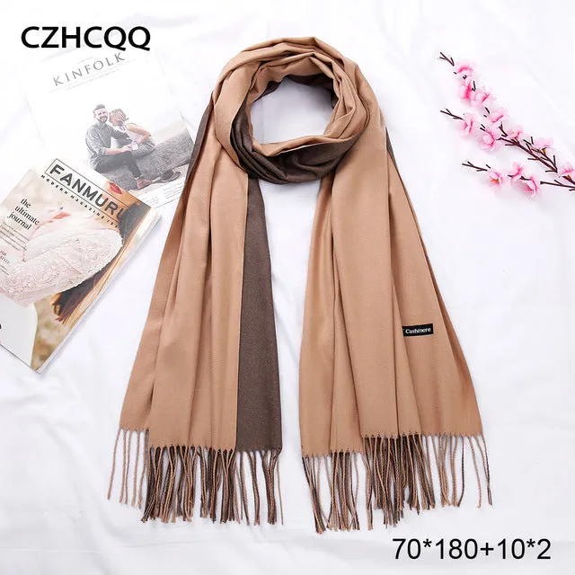 Double Sided Winter Women Cashmere Scarf Shawls And Wraps Female