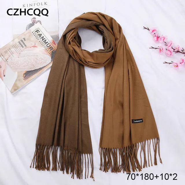 Double Sided Winter Women Cashmere Scarf Shawls And Wraps Female