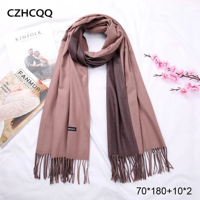 Double Sided Winter Women Cashmere Scarf Shawls And Wraps Female