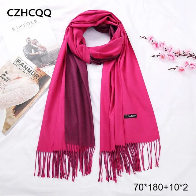 Double Sided Winter Women Cashmere Scarf Shawls And Wraps Female