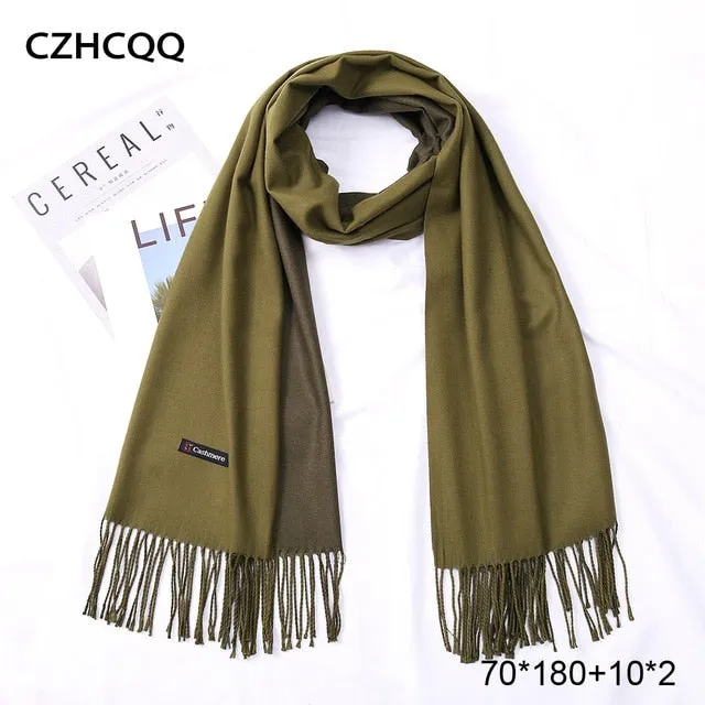 Double Sided Winter Women Cashmere Scarf Shawls And Wraps Female