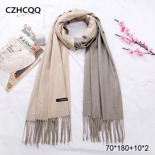 Double Sided Winter Women Cashmere Scarf Shawls And Wraps Female