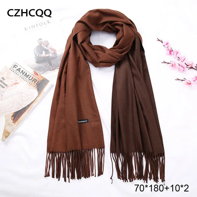 Double Sided Winter Women Cashmere Scarf Shawls And Wraps Female