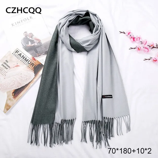 Double Sided Winter Women Cashmere Scarf Shawls And Wraps Female