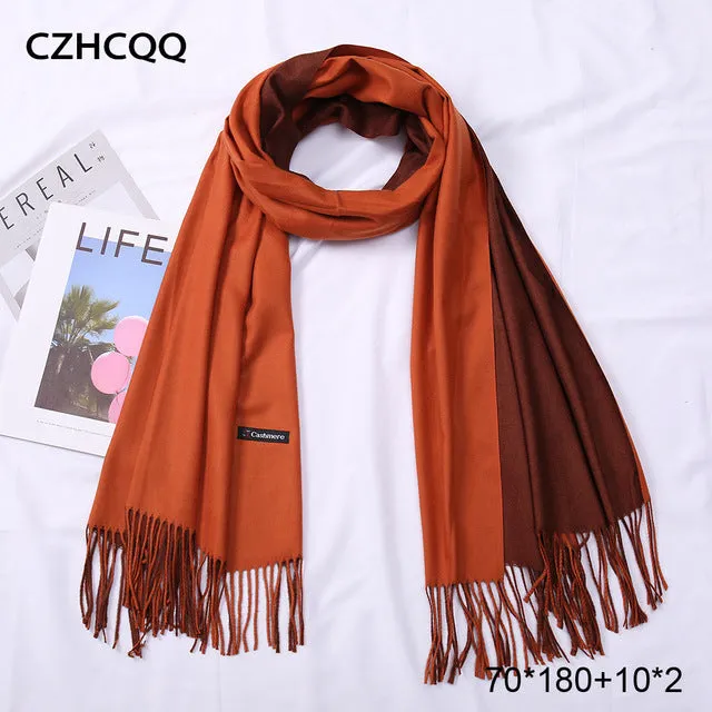 Double Sided Winter Women Cashmere Scarf Shawls And Wraps Female