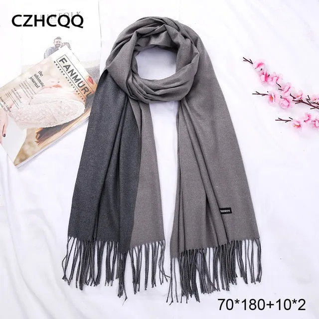 Double Sided Winter Women Cashmere Scarf Shawls And Wraps Female