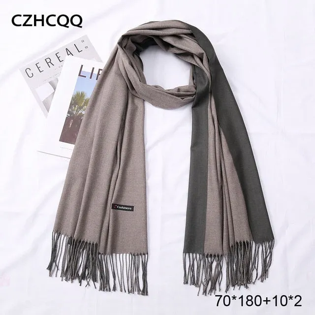 Double Sided Winter Women Cashmere Scarf Shawls And Wraps Female