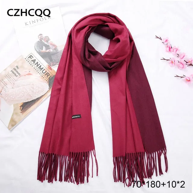 Double Sided Winter Women Cashmere Scarf Shawls And Wraps Female