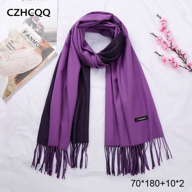 Double Sided Winter Women Cashmere Scarf Shawls And Wraps Female