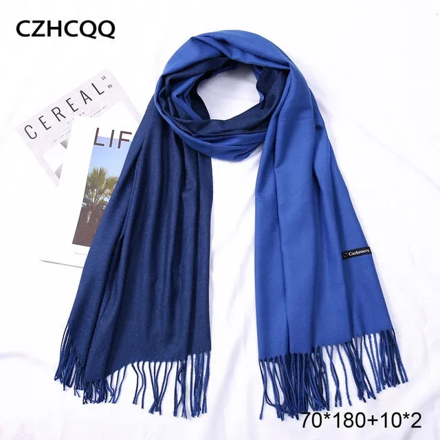 Double Sided Winter Women Cashmere Scarf Shawls And Wraps Female