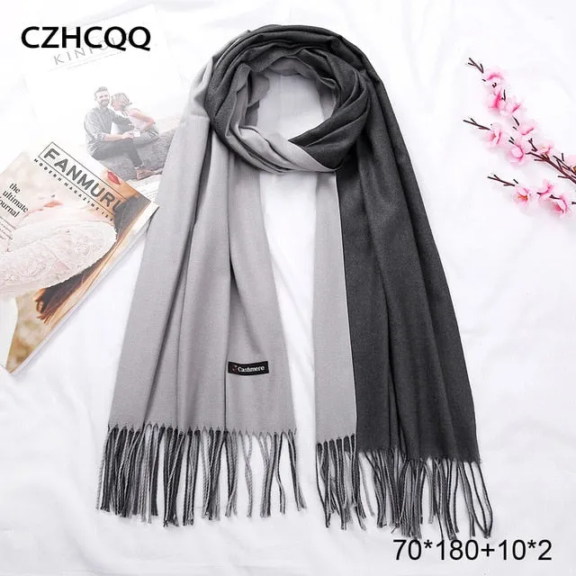 Double Sided Winter Women Cashmere Scarf Shawls And Wraps Female