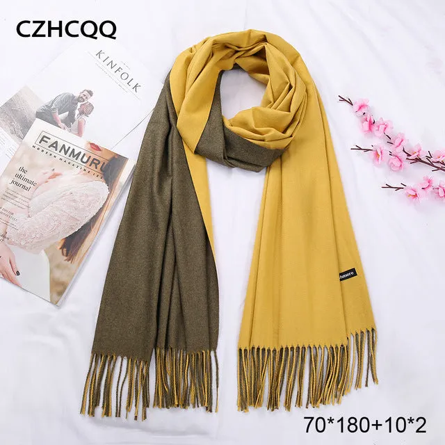 Double Sided Winter Women Cashmere Scarf Shawls And Wraps Female