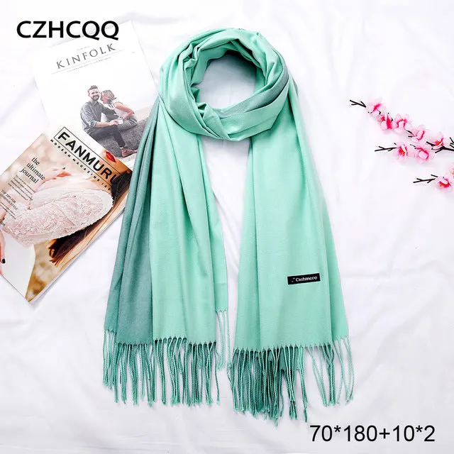 Double Sided Winter Women Cashmere Scarf Shawls And Wraps Female