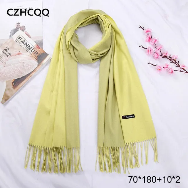 Double Sided Winter Women Cashmere Scarf Shawls And Wraps Female