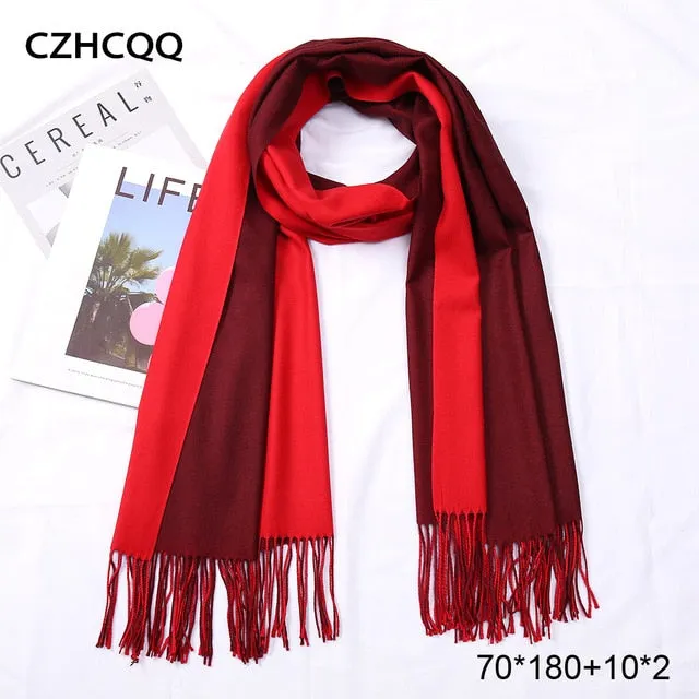 Double Sided Winter Women Cashmere Scarf Shawls And Wraps Female