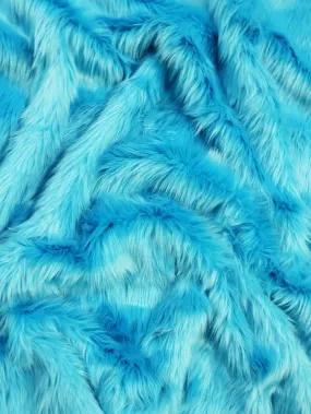 Electric Blue Solid Shaggy Long Pile Faux Fur Fabric / 15 Yard Bolt