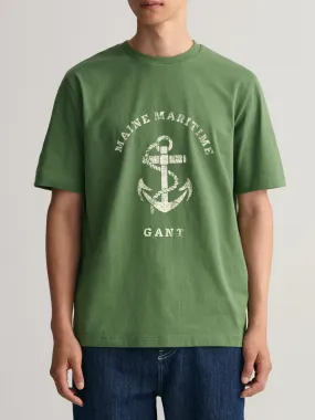 Gant Green Printed Regular Fit T-Shirt