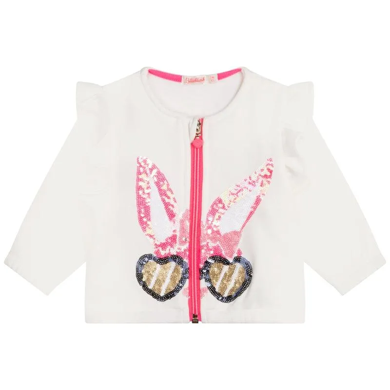 Girls Ivory Glasses Zip Up Jacket