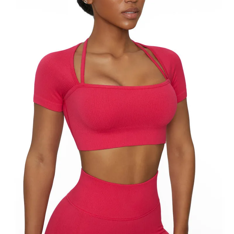 Hzori Yoga Suit Running Quick-Drying T-shirt Workout Clothes Top Sexy Sports Bra