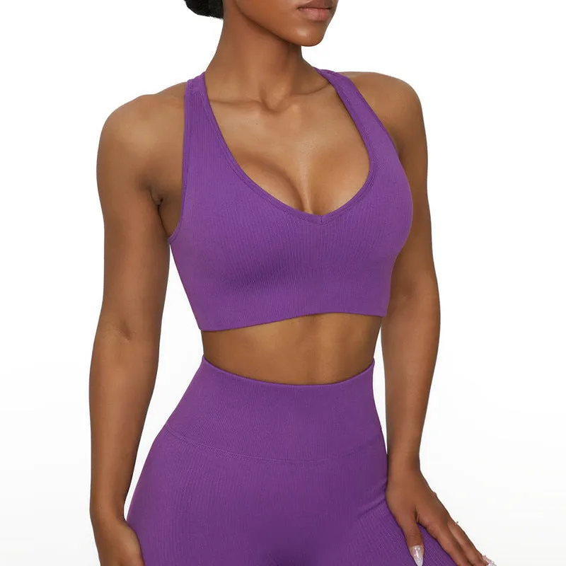 Hzori Yoga Suit Running Quick-Drying T-shirt Workout Clothes Top Sexy Sports Bra