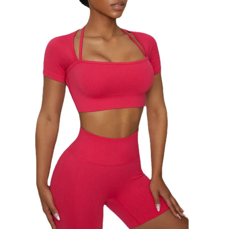 Hzori Yoga Suit Running Quick-Drying T-shirt Workout Clothes Top Sexy Sports Bra