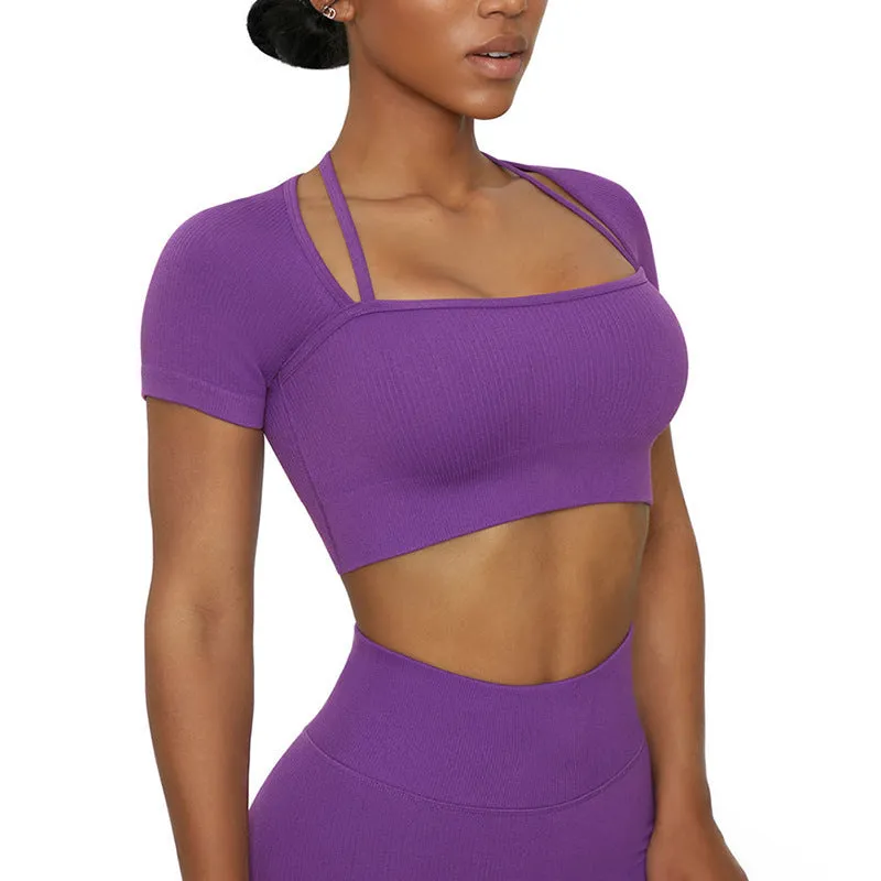 Hzori Yoga Suit Running Quick-Drying T-shirt Workout Clothes Top Sexy Sports Bra