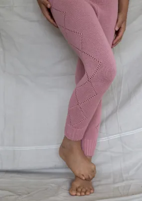 Knitted Leggings - Pink Rouge