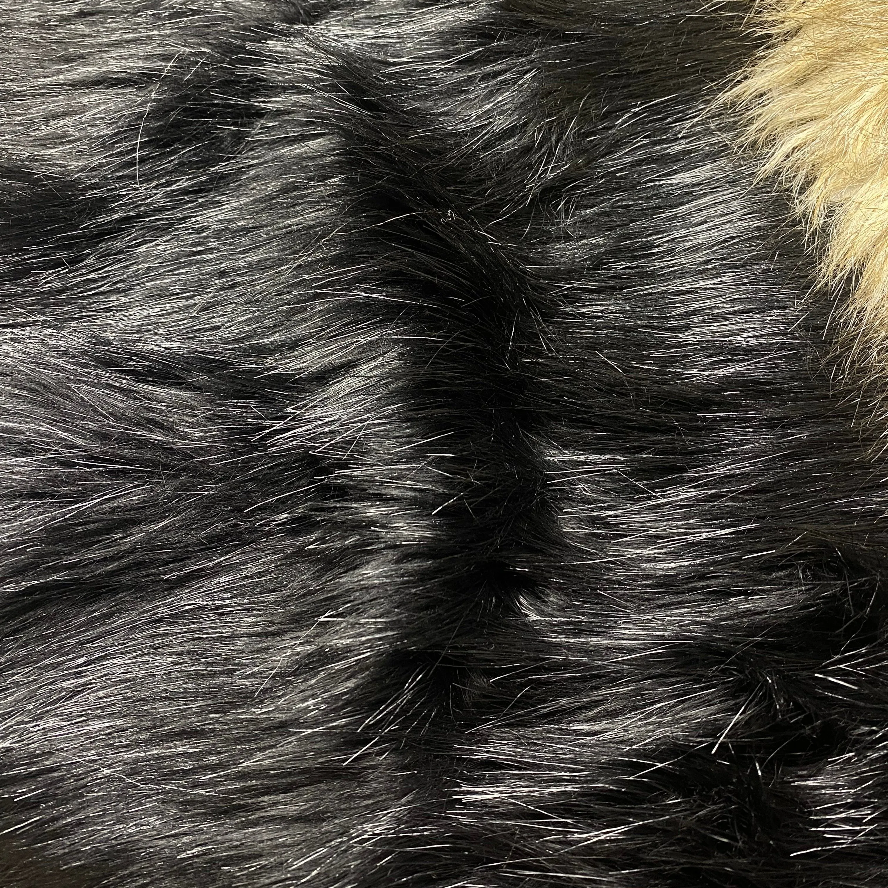 Luxury Faux Fur Fabric Long Pile Black and Animal 55" Wide