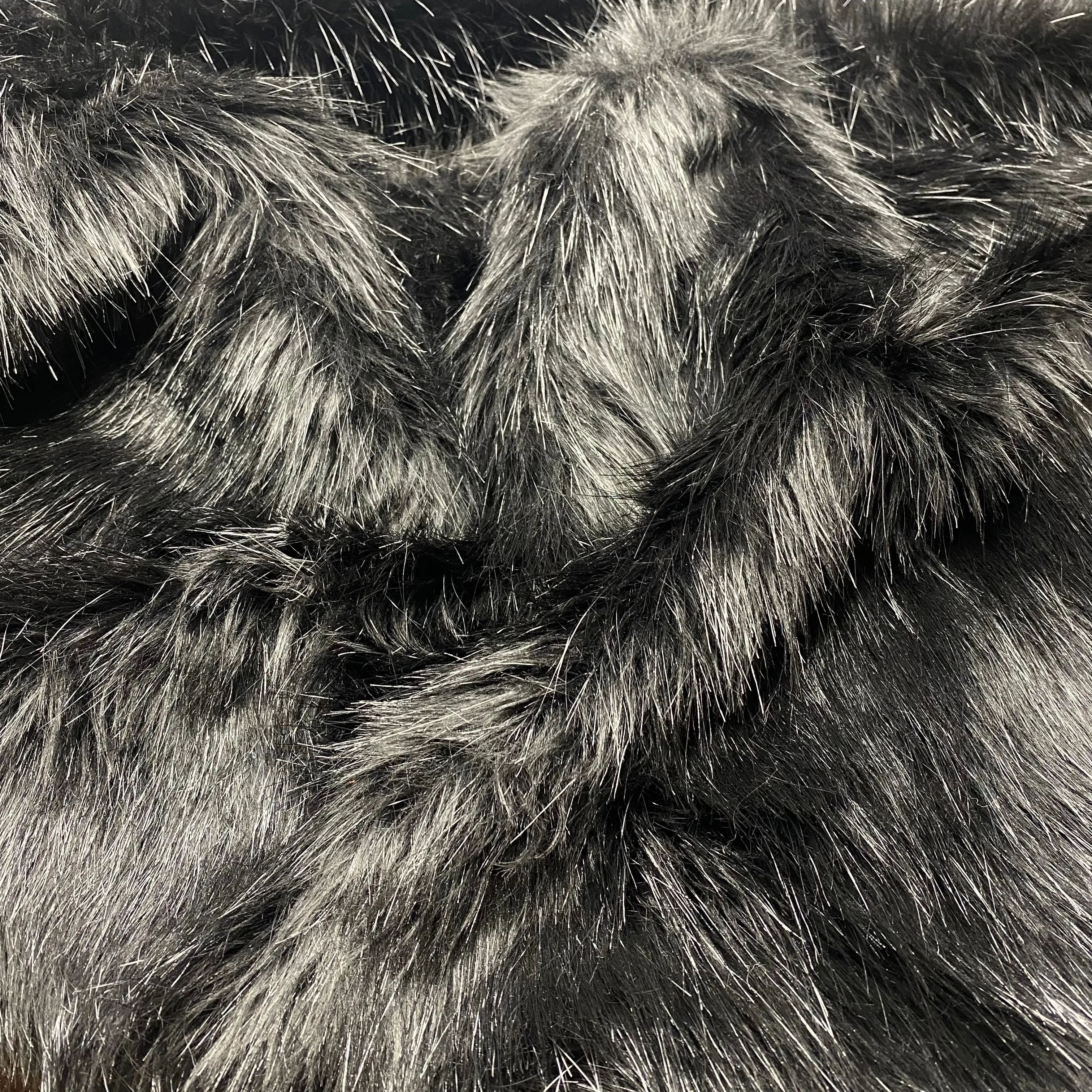 Luxury Faux Fur Fabric Long Pile Black and Animal 55" Wide