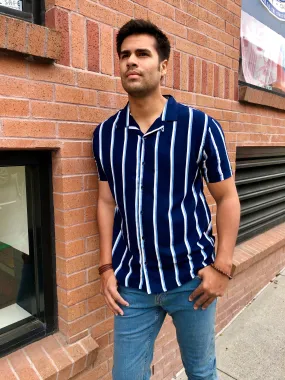 Navy Collar Stripe Shirt