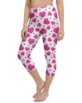 Pink Heart Shaped Balloons Yoga Capris