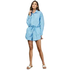 Poplin Stripe Shirts Romper