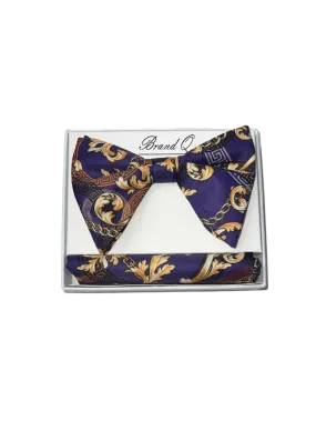 Purple Paisley Satin Bowtie Set and Hanky